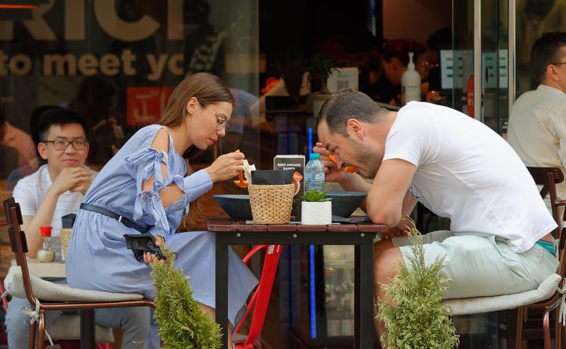 People dining at a restaurant